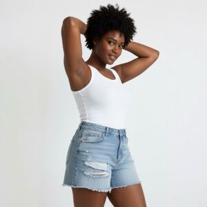 Topshop Destroyed Denim Shorts